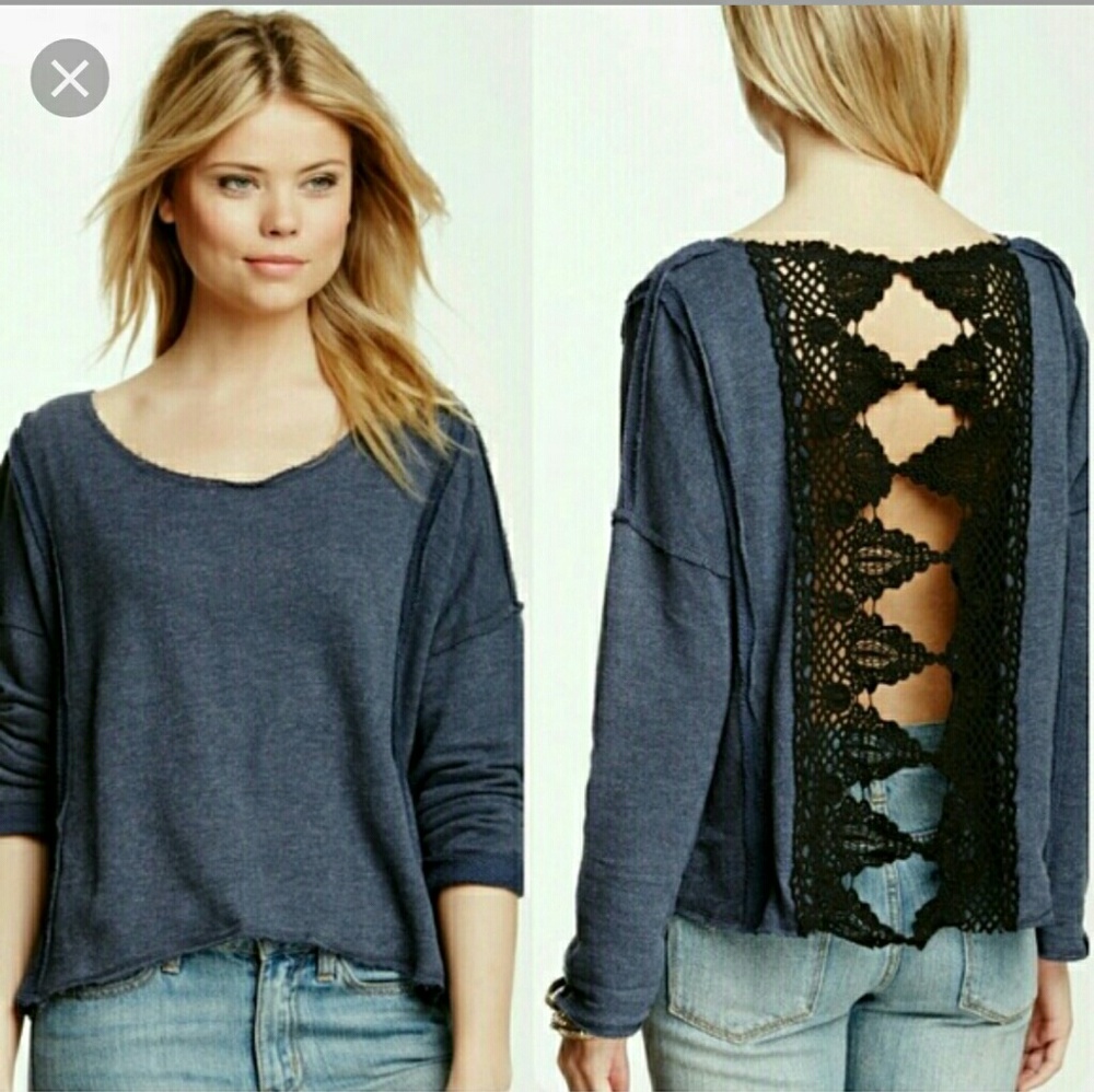 Free People Victorian Lace sweatshirt NWOT